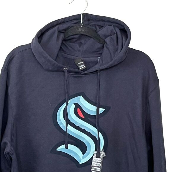 NWT Seattle NHL Kraken Hoodie Men's M Fleece Deep Sea Blue Pullover Team Store - Picture 4 of 10